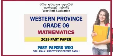 Western Province Grade 06 Mathematics Third Term Past Paper 2019