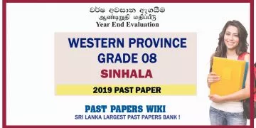 Western Province Grade 08 Sinhala Third Term Past Paper 2019