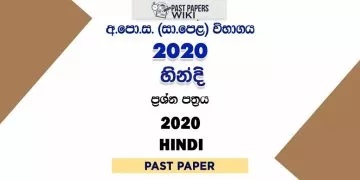 2020 O/L Hindi Past Paper