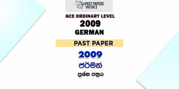 2009 O/L German Past Paper