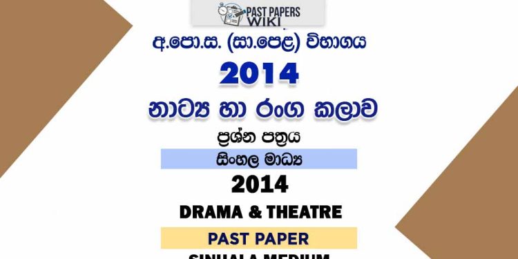 2014 O/L Drama And Theatre Past Paper | Sinhala Medium