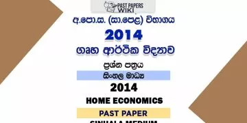 2014 O/L Home Economics Past Paper | Sinhala Medium