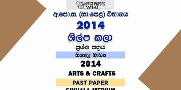 2014 O/L Arts And Crafts Past Paper | Sinhala Medium