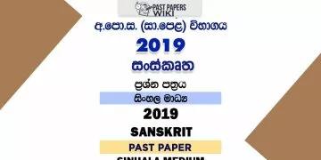2019 O/L Sanskrit Past Paper | Sinhala Medium