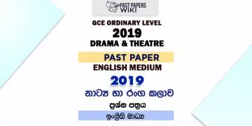 2019 O/L Drama And Theatre Past Paper | English Medium