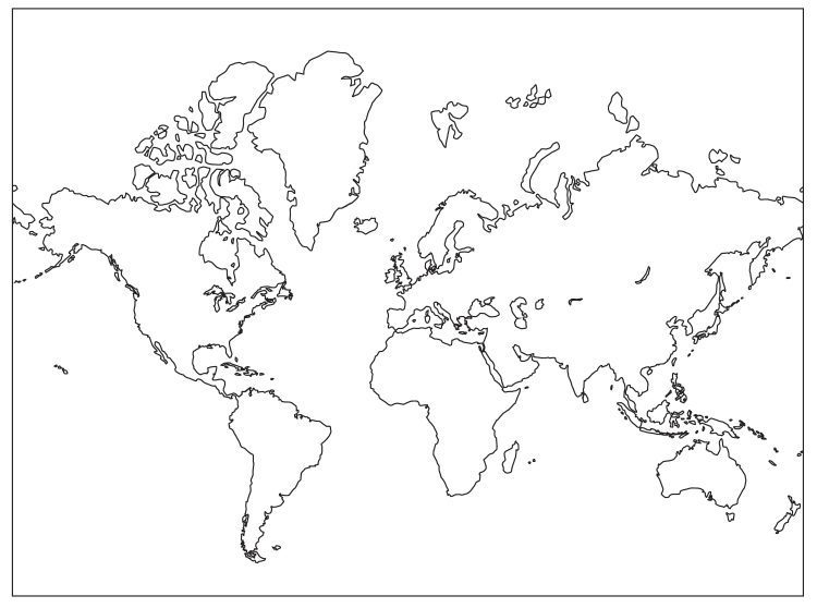 Empty World Map for Practice G.C.E O/L Examination Map Marking