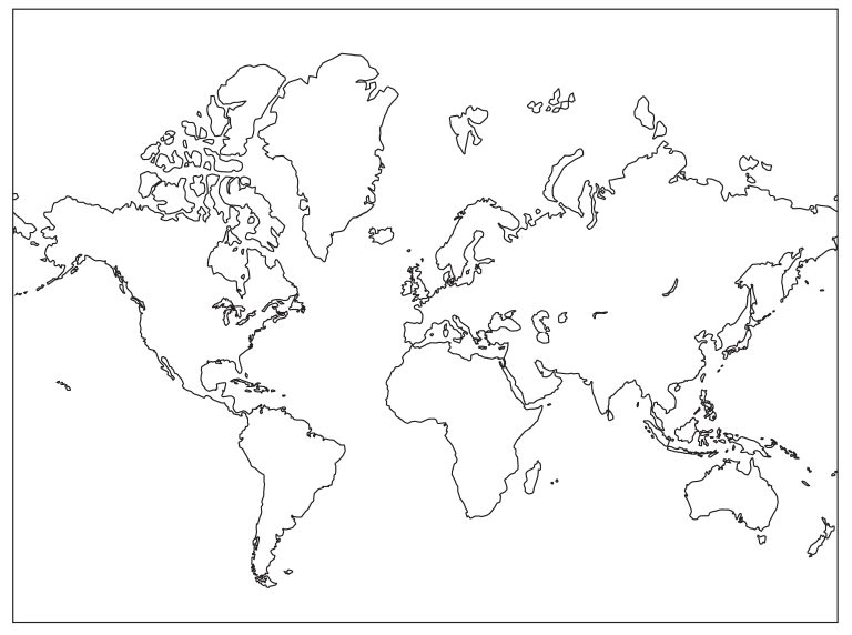 Empty World Map for Practice G.C.E O/L Examination Map Marking