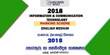 2018 O/L Information And Communication Technology Marking Scheme | English Medium