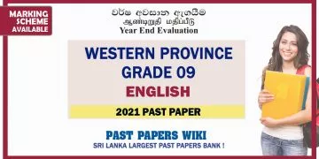 Western Province Grade 09 English Third Term Paper 2021 – English Medium