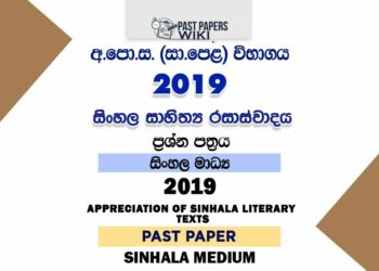 2019 O/L Appreciation of Sinhala Literary Texts Past Paper
