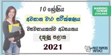 2021 Grade 10 Entrepreneurship Studies 3rd Term Test Paper | Southern Province