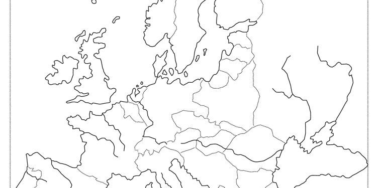 Empty Europe Map for Practice G.C.E A/L History of Europe Map Marking in Exam