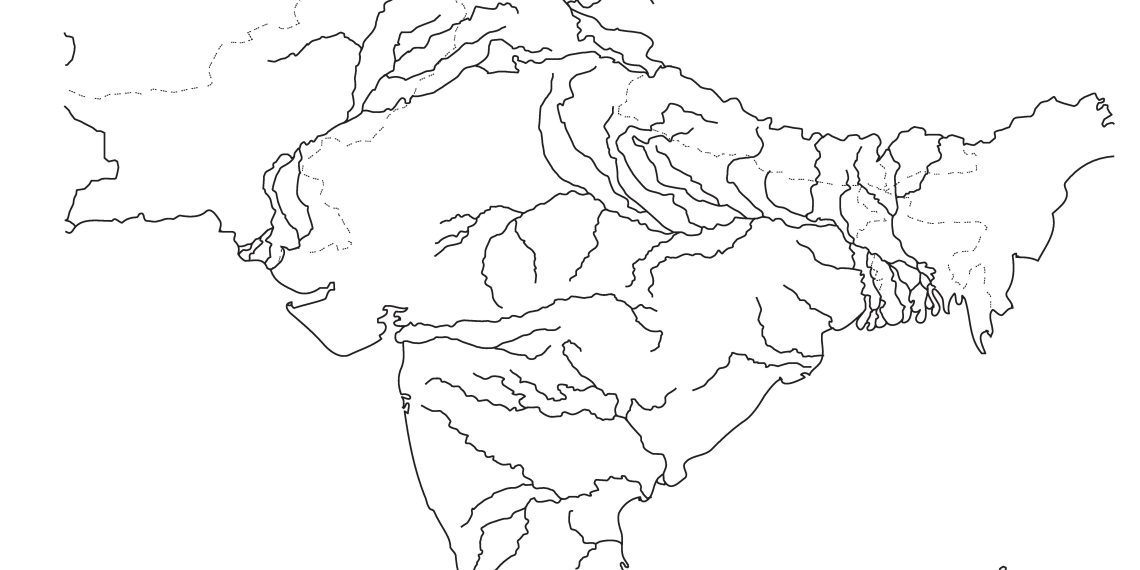 Empty India Map for Practice G.C.E A/L History of India Map Marking in Exam