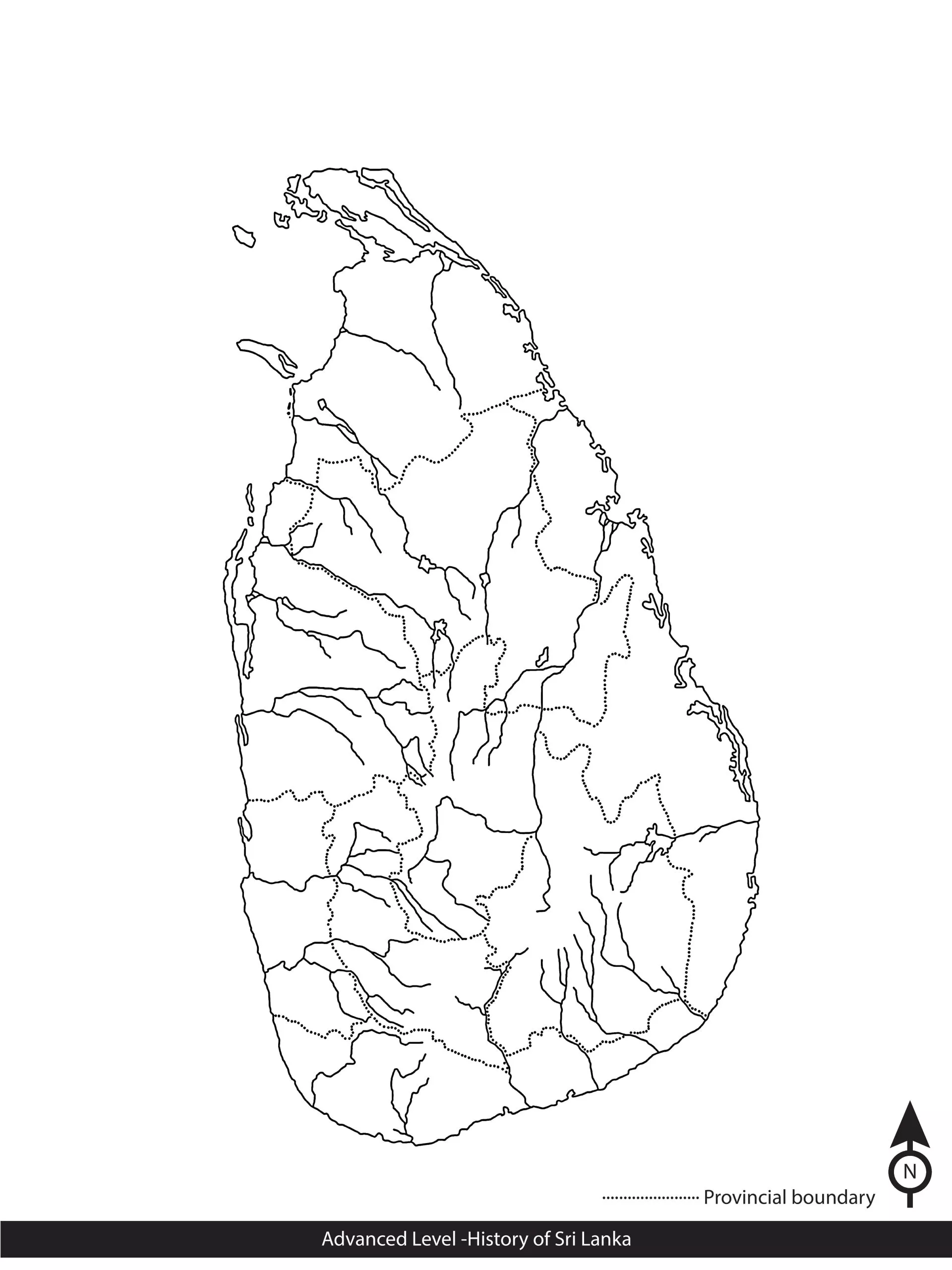 A/L Empty Sri Lanka Map for Practice A/L History of Sri Lanka Map Marking