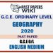 2020 O/L Geography Past Paper and Answers | English Medium