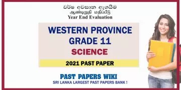 Western Province Grade 11 Science Third Term Paper 2021 – English Medium
