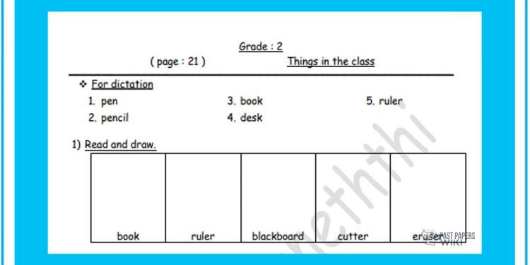 Grade 02 English Language - Things In The Class