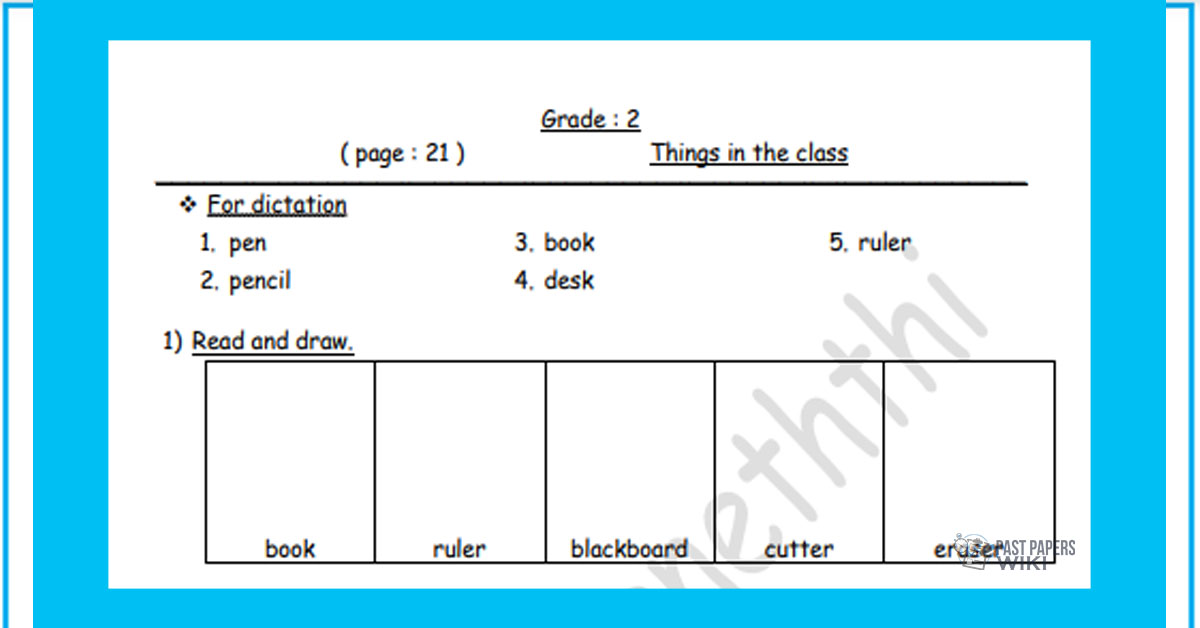 Grade 02 English Language - Things In The Class