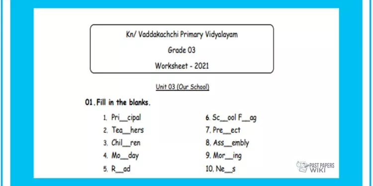 Grade 03 English Language - Our School