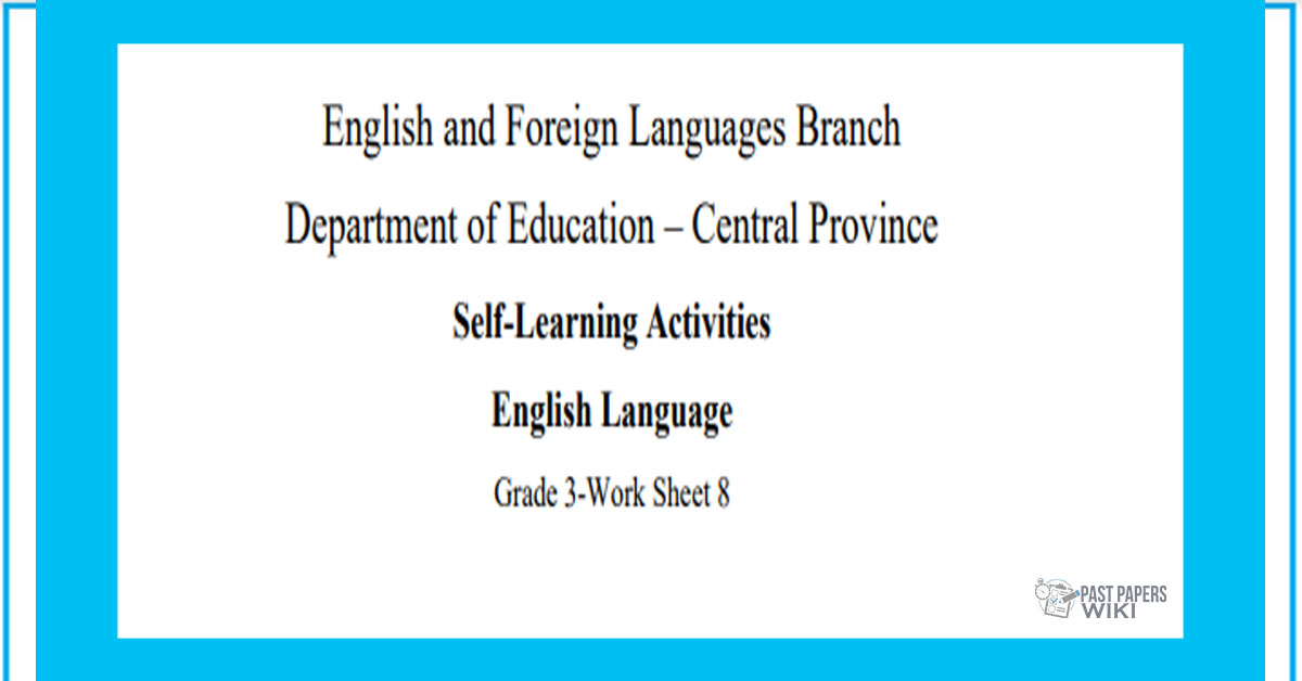 Grade 03 English Language - Worksheet 08