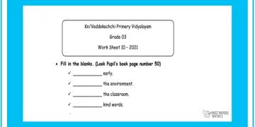 Grade 03 English Language - Worksheet 10