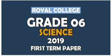 Royal College Grade 06 Science First Term Paper English Medium