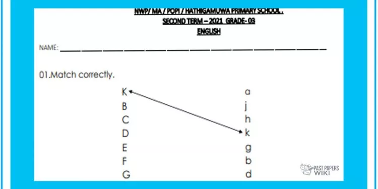 Grade 03 English Language 2021 2nd Term Paper