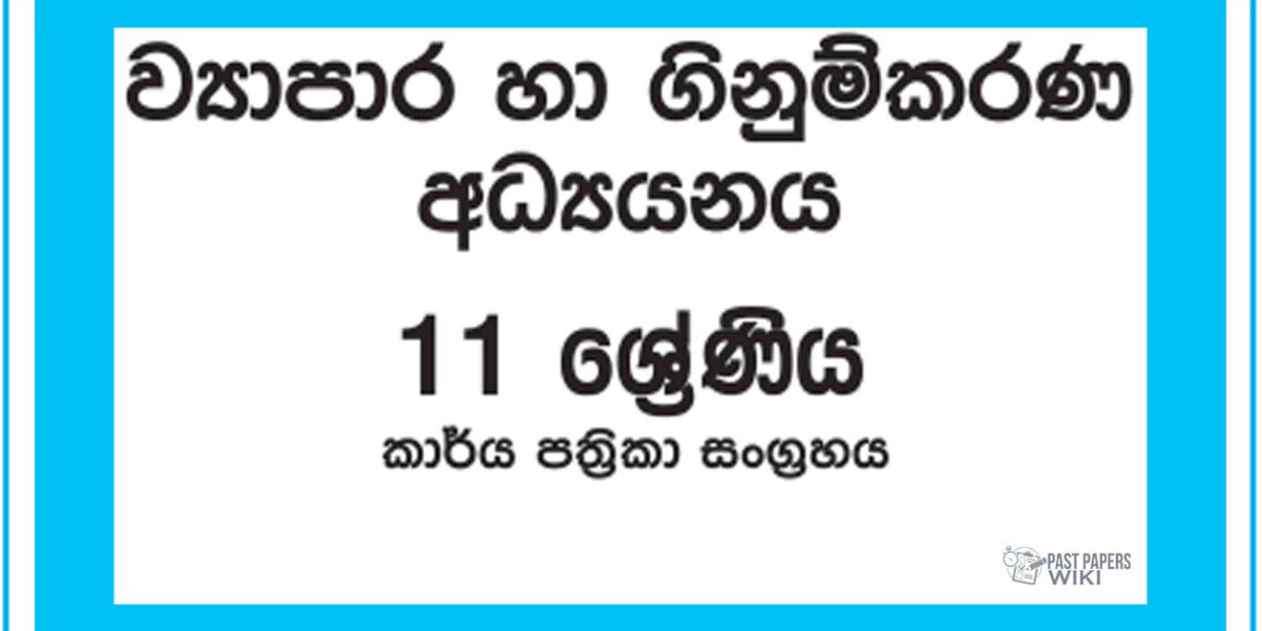 Grade 11 Accounting Workbook with Unit Test Papers(Sinhala Medium)
