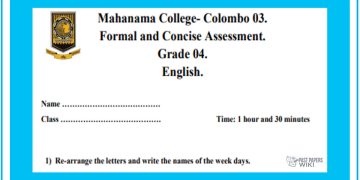 Grade 04 English Language - Test Paper