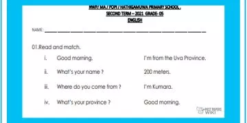 Grade 05 English Language 2021 2nd Term Paper