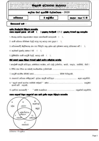 Grade 08 Dancing Second Term Test Paper with Answers 2020