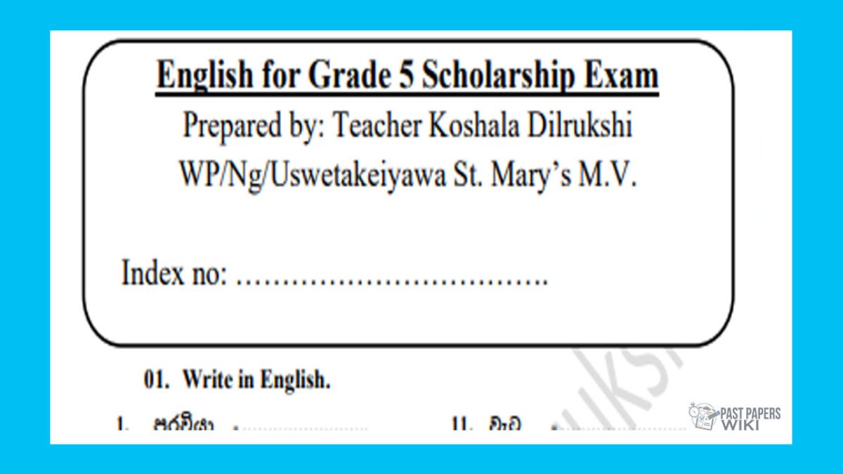 grade 05 english language past papers wiki