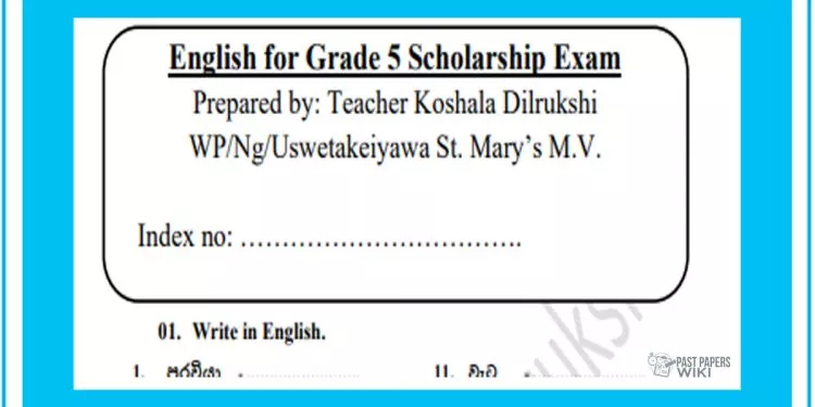 Grade 05 English Language - Scholarship Exam Test Paper