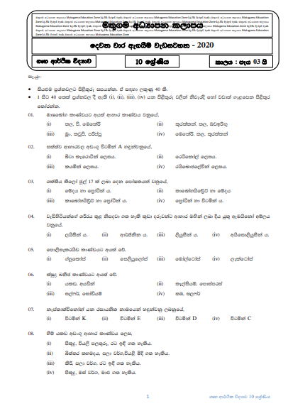 Grade 10 Home Economics Second Term Test Paper with Answers 2020