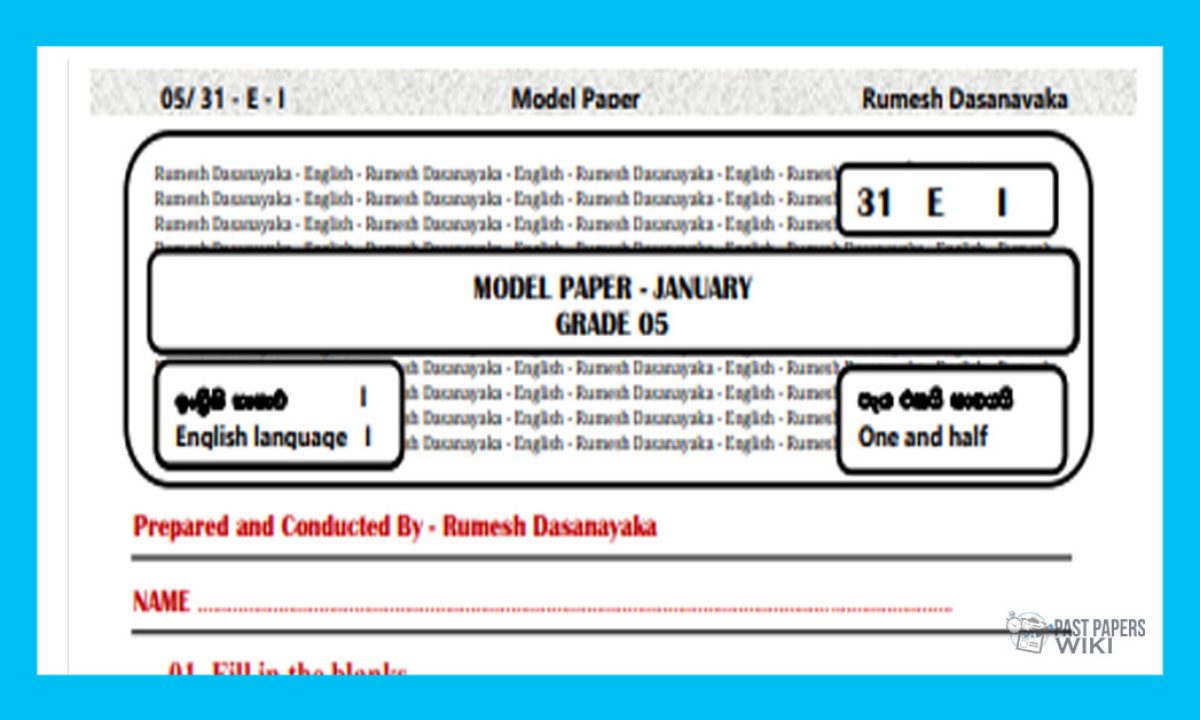 grade 05 english language past papers wiki