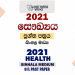 2021 O/L Health Past Paper and Answers | Sinhala Medium