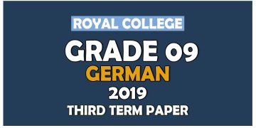 Royal College Grade 09 German Third Term Paper