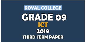 Royal College Grade 09 ICT Third Term Paper | English Medium