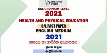 2021 O/L Health Past Paper and Answers | English Medium