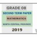 Grade 08 Mathematics 2nd Term Test Paper 2019 - English Medium | North Central Province