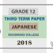 Richmond College Grade 12 Japanese Third Term Test Paper 2018