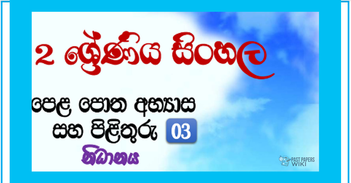 Nidanaya Grade 02 Sinhala Unit 03 | Questions And Answers