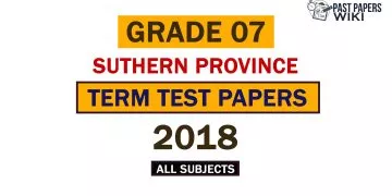 2018 Southern Province Grade 07 3rd Term Test Papers