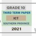 Southern Province Grade 10 ICT Third Term Test Paper 2021 with answers for English Medium