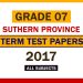 2017 Southern Province Grade 07 3rd Term Test Papers