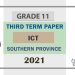 Southern Province Grade 11 ICT Third Term Test Paper 2021 for English Medium