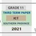 Southern Province Grade 11 ICT Third Term Test Paper 2021 for English Medium