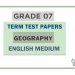 Grade 07 Geography Term Test Papers | English Medium