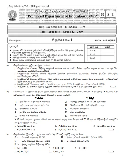 Grade 12 Accounting 1st Term Test Paper with Answers 2019 North Western Province
