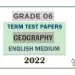 Grade 06 Geography Term Test Papers | English Medium